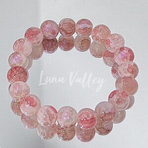 Pink Marbled Beaded Stretch Bracelet – Glossy Fashion Jewelry